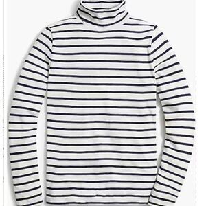 J Crew Womens Turtleneck Sweater Plus Size Winter Striped White 100% Cotton